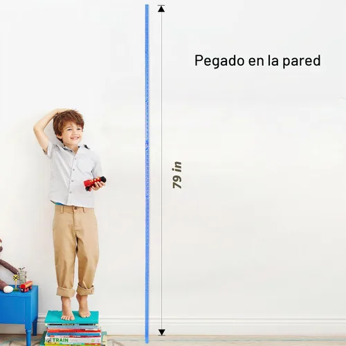Vista 3 de Medición de altura para pared, barra de medición de altura para niños y adultos, barra de tabla de crecimiento extraíble 3D, regla de empalme Azul