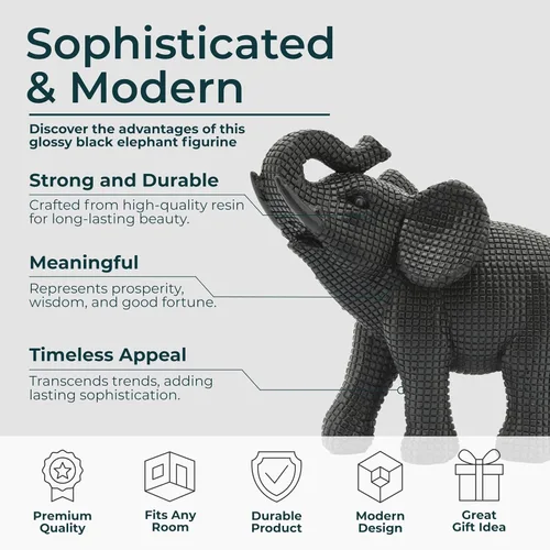Vista 5 de Figura decorativa de elefante de resina para decoración del hogar y el baño, estatua decorativa para escritorio de oficina, sala de estar