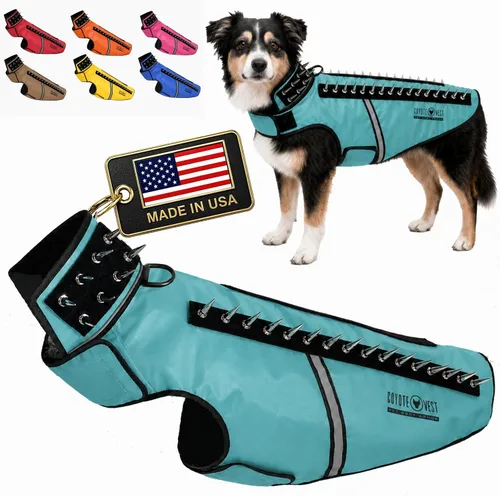 Vista 25 de CoyoteVest SpikeVest - Chaleco de arnés para perro, accesorios reflectantes para perros con picos para proteger a tu mascota de ataques de Raptor