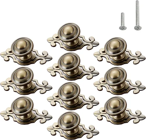 Vista 13 de HUAMULAN Paquete de 10 Pomos de Cerámica Retro, Tiradores Vintage para Cómoda Cocina con Pétalos para Gabinete, Base de Aleación de Zinc, Placa