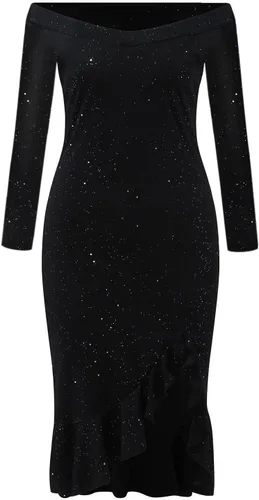 Vista 4 de Sparkly Dresses for Women Casual Sexy One-Line Neck Ruffle Slit Sequin Dress PartyDresses for Women 2023