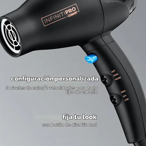 Vista 5 de INFINITIPRO by Conair - Secador de pelo de viaje, potente mini compacto, ligero, profesional con motor de CA (paquete de 4)