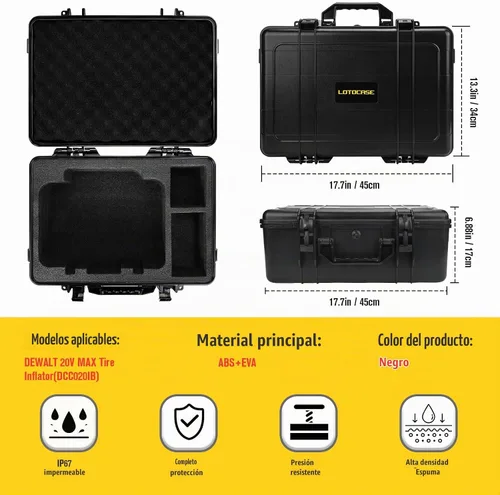 Vista 3 de LOTOCASE Estuche rígido para compresor de aire compatible con el inflador de neumáticos DEWALT 20V MAX DCC020IB, bolsa de transporte