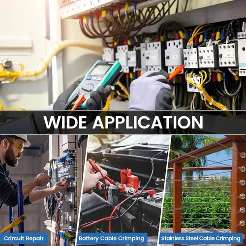 Vista 6 de Herramienta de Crimpado Hidráulico de 10 Toneladas - Kit de Crimpado de Cables de Batería y Terminales de 12 AWG a 2/0 AWG con 9 Pares de Troqueles