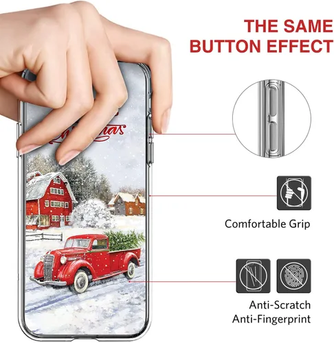 Vista 5 de Newseego Funda de Navidad para iPhone SE 2020/iPhone 7/8, serie a prueba de golpes, anti-amarillo, TPU Bumper Funda protectora suave para iPhone