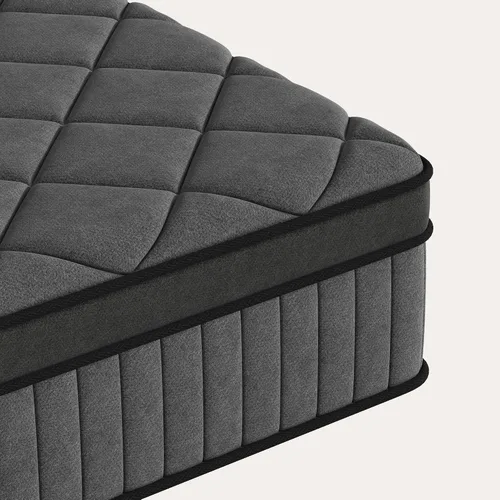 Vista 8 de Colchón tamaño individual de 8 pulgadas, colchón con espuma viscoelástica de gel y resortes ensacados, parte superior europea de firmeza media, Negro