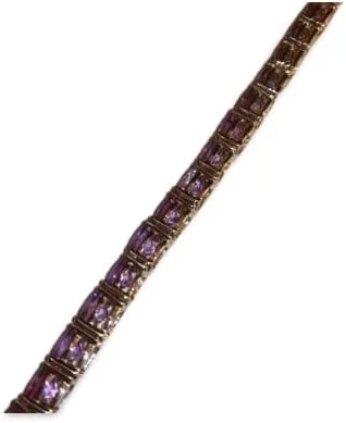 Vista 2 de Unbranded Stunning Sterling Silver Flexible .925 Cushion Cut Natural Amethyst Bracelet