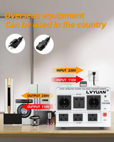 Vista 4 de LVYUAN Convertidor de potencia del transformador de voltaje de 5000 W, elevador de 110 V a 220 V, reductor de 220 V a 110 V, 110/120 voltios