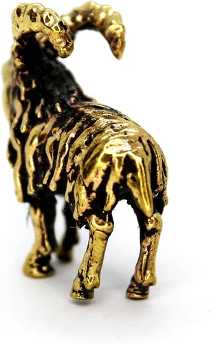 Vista 5 de Figura de cabra Ram Latón Pequeño Animal Figura Aries Zodiaco Miniatura Coleccionable Regalo Pequeño Metal Decorativo Baratija