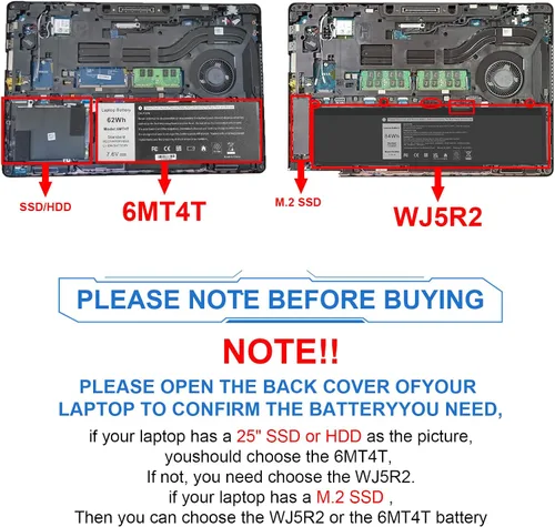 Vista 4 de Batería E5470 E5570 6MT4T Batería compatible con Dell Latitude 14 5470 E5470 15 5570 E5570 Precisión 15 3510 M3510 Series Notebook Reemplazo