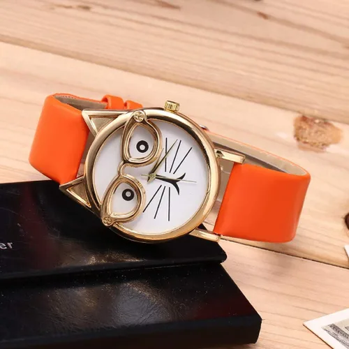Vista 2 de COOKI - Reloj de cuarzo para mujer, analógico, hembra, con estampado de búho, relojes de cuero para mujer, con banda de cuero