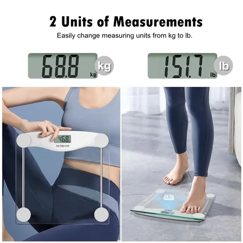 Vista 6 de NUTRI FIT Báscula digital de baño para pérdida de peso corporal, pesaje de precisión, alta precisión, capacidad de 330 libras, tecnología Step-on