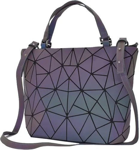 Vista 2 de ESOVIO Bolso de mano holográfico geométrico con bolso cruzado para mujer bolso iridiscente reflectante Bolso de mano holográfico geométrico
