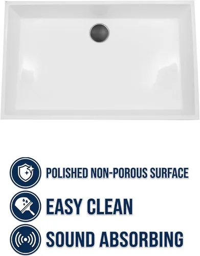 Vista 5 de Nantucket Sinks Fregadero rectangular blanco glacierstone NS-GSTR24 White Sink for Bath Vanity, High Gloss Finish, Sturdy, Easy Clean – NS-GSTR24