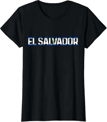 Vista 41 de Camiseta Vintage Pride con bandera salvadoreña de El Salvador, Negro