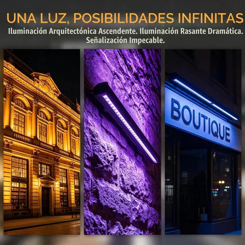 Vista 4 de Luz de pared RGB para exteriores, enchufable, 120 V, 4 pies, IP67, control remoto RF, 1 paquete