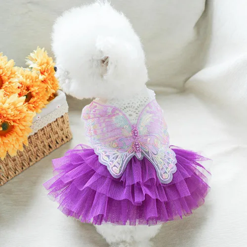 Vista 7 de ANIAC Daisy Vestidos para Perros Pequeños Hembra con Anillo para Correa, Nudo de Lazo Vestido de Boda para Cachorra, Traje de Gato de San Valentín
