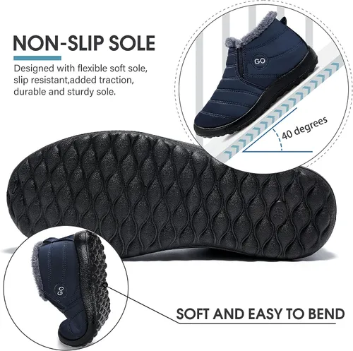 Vista 5 de Botas de nieve para mujer con forro de piel abrigadas impermeables cómodas con forro de piel para mujer para exteriores