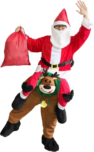 Vista 4 de JYZCOS Disfraz de reno de Papá Noel para adulto, disfraz de Navidad