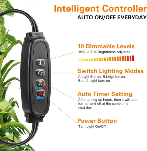 Vista 3 de Tira de luz de cultivo impermeable para plantas de interior, luces de cultivo de plantas de espectro completo para interiores con temporizador