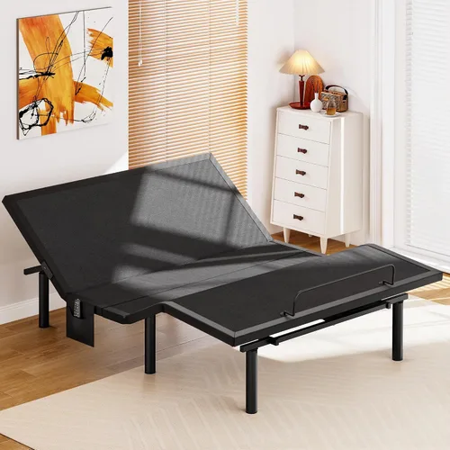 Vista 7 de AMADA HOMEFURNISHING Base de cama ajustable con masaje, base de cama ajustable individual XL controlada por aplicación con 4 puertos USB y luz LED