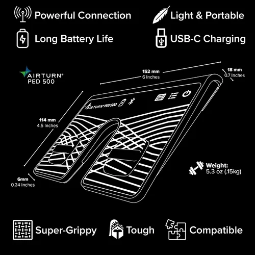 Vista 8 de AirTurn PED 500 - Pedal Bluetooth portátil para cambio de página para iPad, Android, funciona con la mayoría de las aplicaciones