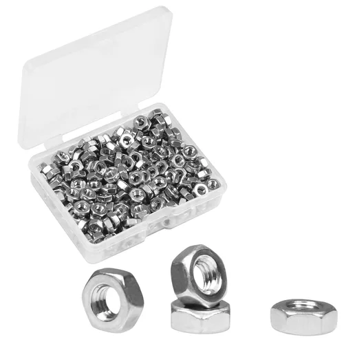 Vista 13 de 200 piezas M4-0.7 Tuerca hexagonal, Tuercas de acero inoxidable 304, M4x0.7mm de accionamiento hexagonal, Tuerca hexagonal métrica de rosca gruesa