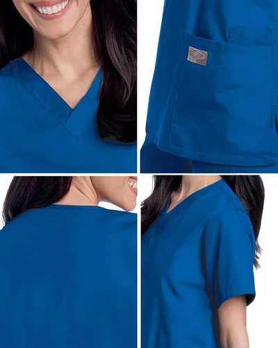 Vista 7 de ScrubZone - Parte superior de ambo con manga corta y cuello en V para mujer