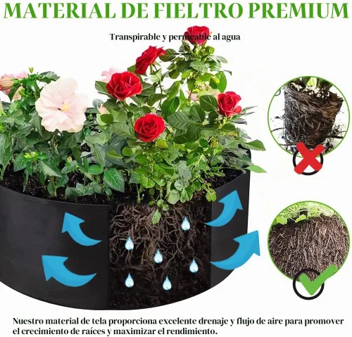 Vista 3 de Cama de jardín elevada de tela, bolsa de cultivo de jardín