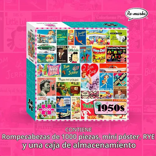 Vista 2 de Re-Marks Rompecabezas de cultura pop de los años 50, rompecabezas de 1000 piezas para todas las edades, rompecabezas familiar