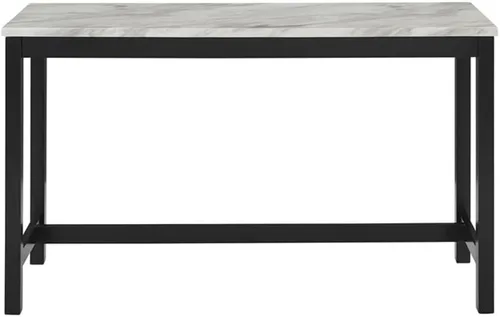 Vista 5 de New Classic Furniture Celeste - Juego de mesa de bar de mármol sintético con 3 taburetes de bar, terciopelo azul con base negra