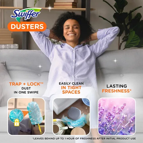 Vista 3 de Swiffer Dusters - Recambios de plumero multisuperficie, aroma a lavanda, 10