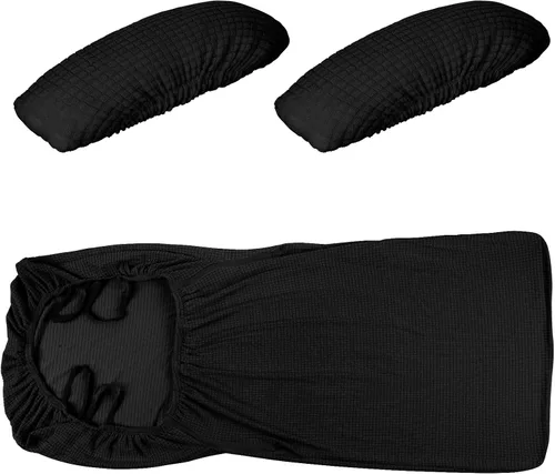 Vista 2 de Tatuo Fundas para silla de oficina y computadora, protector universal para silla giratoria, extraíble, lavable, con cremallera para respaldo de Negro
