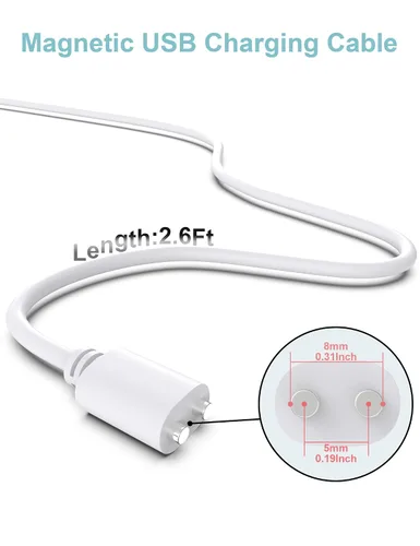 Vista 4 de Cable de carga USB DC magnético de 2.6 pies, cable de carga de repuesto (0.197 in/0.2 pulgadas)