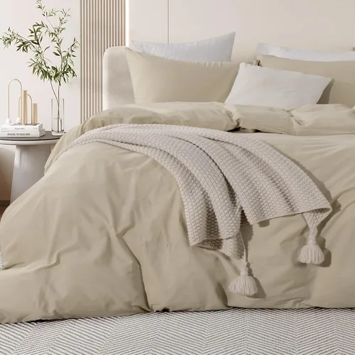 Vista 56 de NEXHOME PRO Funda de edredón Twin XL 100% algodón lavado, transpirable, duradera, texturizada, similar al lino, juego de ropa de cama para el hogar