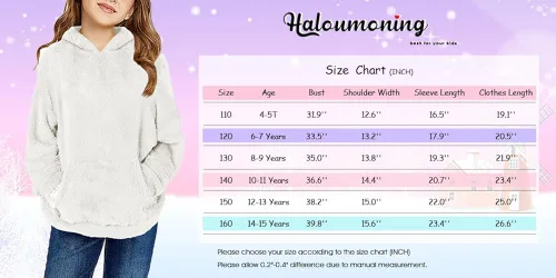 Vista 6 de Haloumoning Sudadera con capucha de forro polar mullido para niñas de 4 a 15 años