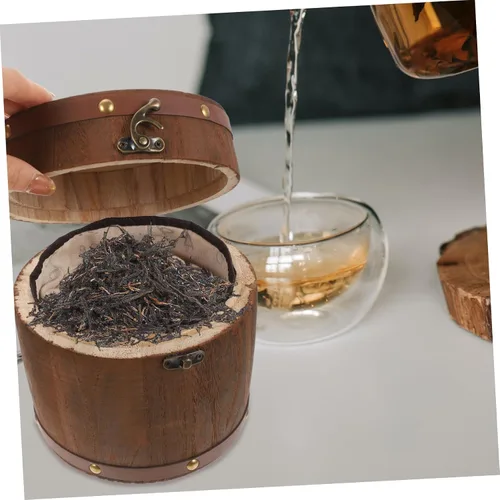 Vista 8 de Alipis Caja de té de estilo vintage Set Cubo de té de madera Soporte de almacenamiento portátil Estilo marrón claro