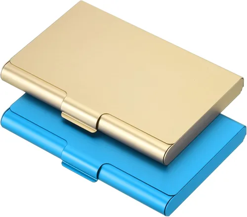 Vista 7 de PATIKIL Portatarjetas de visita, paquete de 2 fundas de bolsillo profesional de metal de aluminio para tarjetas de nombre y crédito, negro y plateado