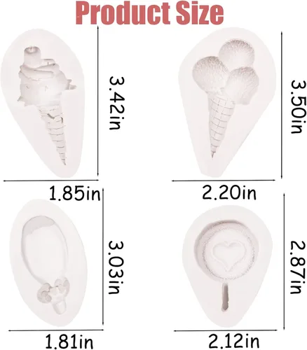 Vista 2 de Mini molde de fondant para pastel de helado de 3 piezas, molde de silicona para helado para decoración de pasteles, chocolate con azúcar dulce
