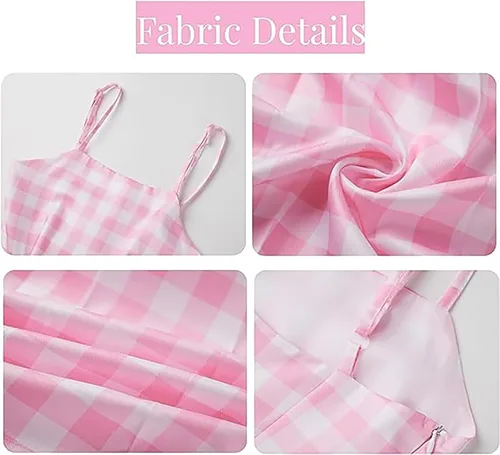 Vista 5 de Vestido de cosplay de película para niñas, disfraz rosa para fiesta de cumpleaños, 3-8 años