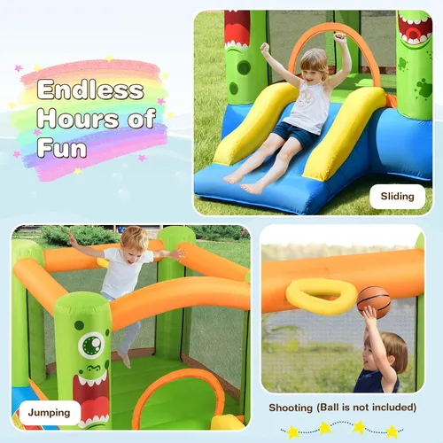 Vista 3 de BOUNTECH Casa Inflable de Rebote, Casa de Rebote para Niños Interior Exterior Fiesta con Área de Salto, Incluye Soplador, Bolsa de Transporte