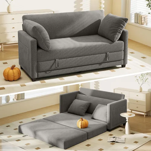 Vista 17 de Myroyalsit - Sofá cama convertible de 51 pulgadas, sofá cama plegable 2 en 1, sofá biplaza para espacios pequeños, con 2 cojines, para apartamento