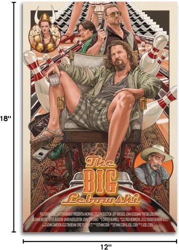 Vista 6 de Póster de lienzo de película The Big Lebowski y póster de álbum de música, pintura de pared, estética, decoración de habitación, 12 x 18 pulgadas