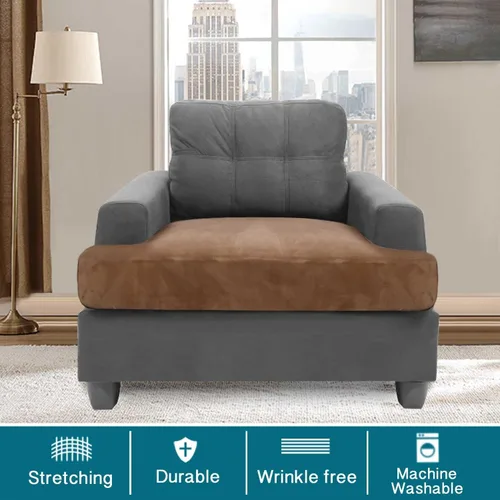 Vista 2 de Turquoize Funda de terciopelo para silla de cojín en forma de T, fundas de cojín en T para sala de estar, funda de sofá en forma de T, fundas