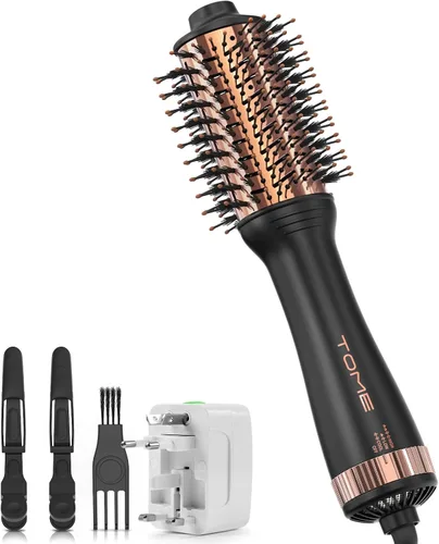 Vista 14 de Cepillo secador de pelo, cepillo secador de pelo de 1200 W en uno, cepillo de aire caliente redondo de 1.772 in para volumen y golpes suaves, doble