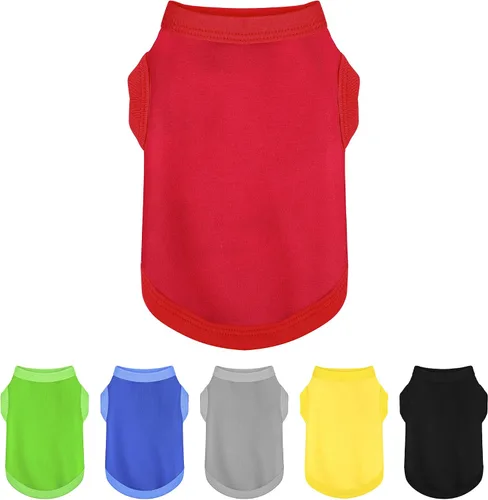 Vista 14 de Paiaite 6 piezas de camisa lisa para perro, camisas sin mangas de algodón para cachorros, ropa transpirable para mascotas, camiseta sin mangas