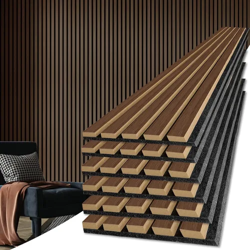 Vista 21 de Art3d Paquete de 2 paneles acústicos de listones de madera de 104" x 15.75" para pared y techo, paneles modernos estriados de absorción de sonido