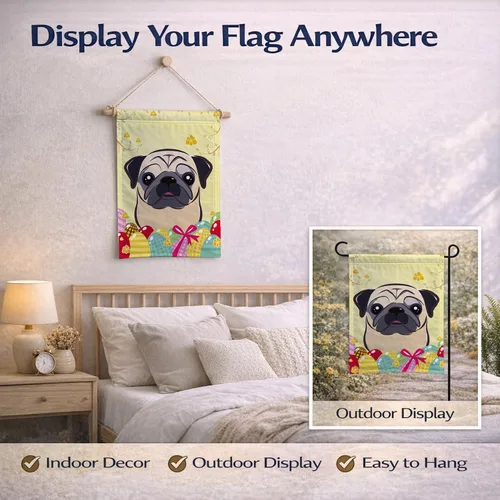 Vista 120 de Caroline's Treasures BB1923GF Bandera decorativa para jardín con diseño de Border Collie, para caza de huevos de Pascua, para jardín, jardín, patio
