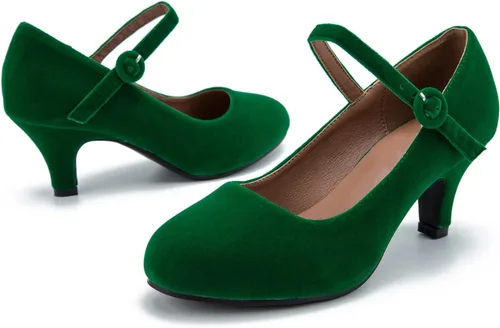 Vista 8 de Zapatos Mary Jane para mujer, tacón de gatito, puntera redonda, tacón bajo, correa de tobillo, oficina, trabajo, iglesia, boda, zapatos