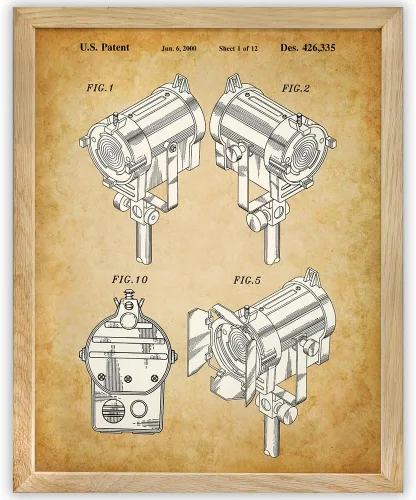 Vista 9 de Theater Spotlight Patent Print - Great Home Office and Movie Theater Decor, Cinema Decorations and Musical Theater Poster, Classic Gift for Actor